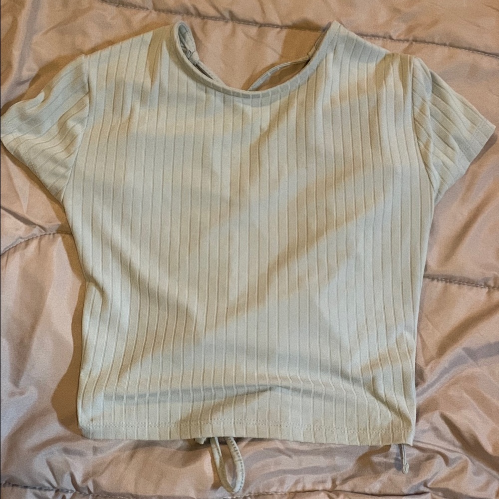 Light blue criss cross back crop top